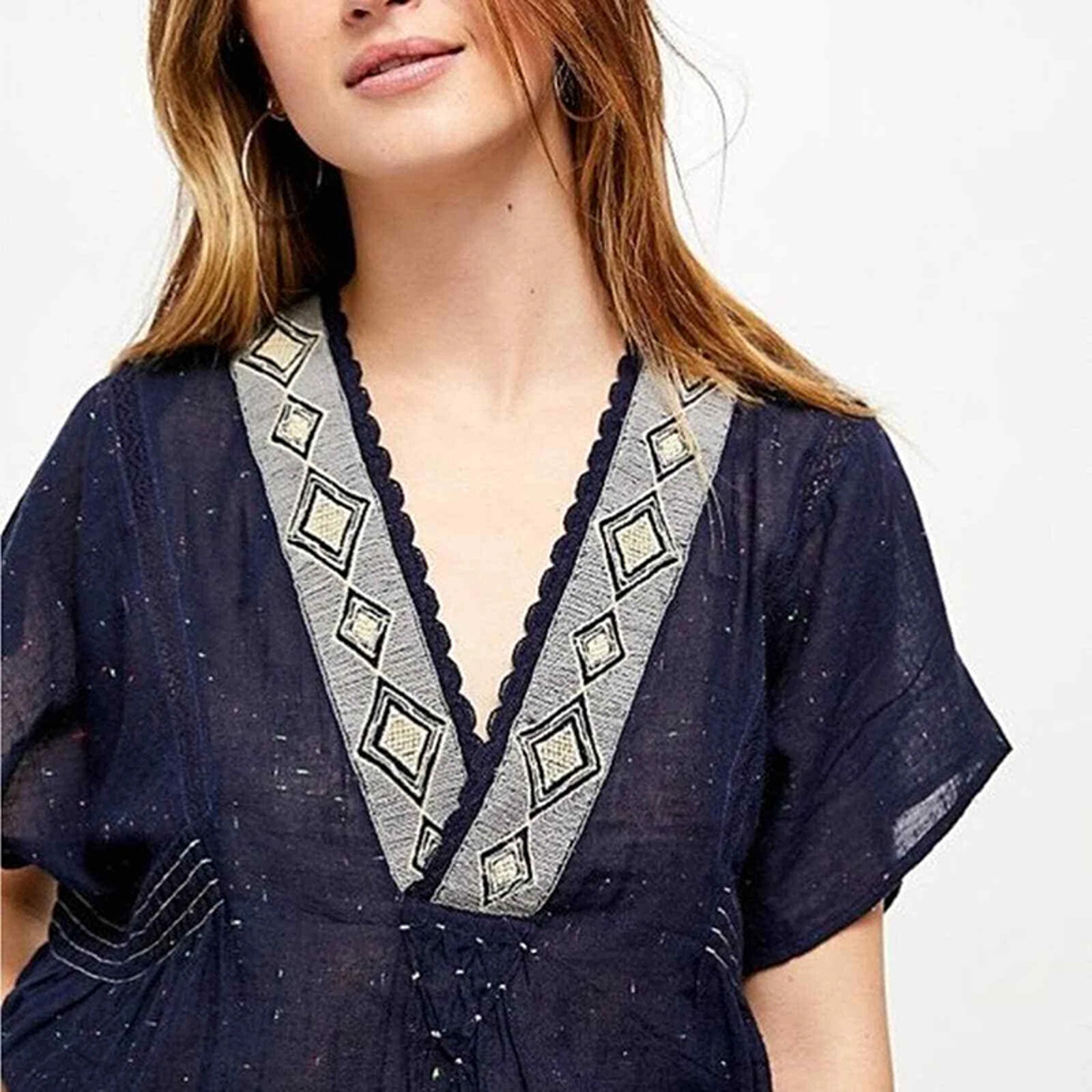 Free People Like A Breeze Boho Embroidery Pullover - Xs - Nwt